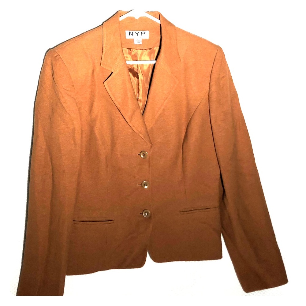 NYP Linen Blazer/Suit Jacket Burnt .Org. Sz 8